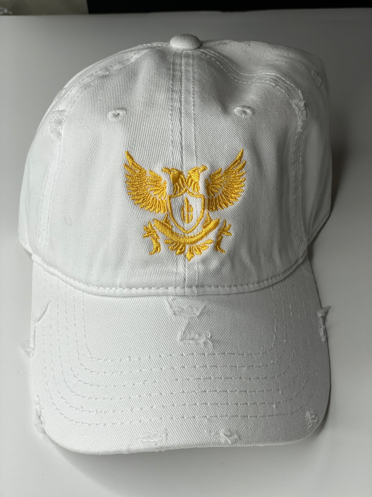 Heirrogance Distressed  Dad Cap (White/Yellow)